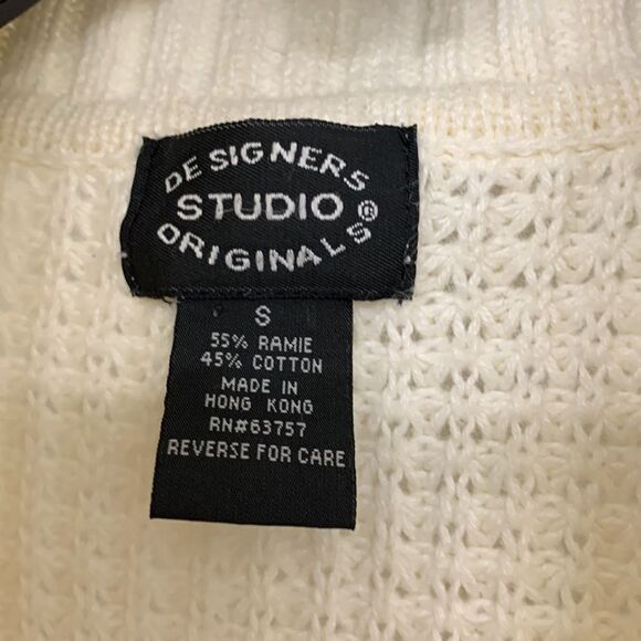 Designers Studio Originals Size Small zip up cream color cardigan VINTAGE - Picture 3 of 6